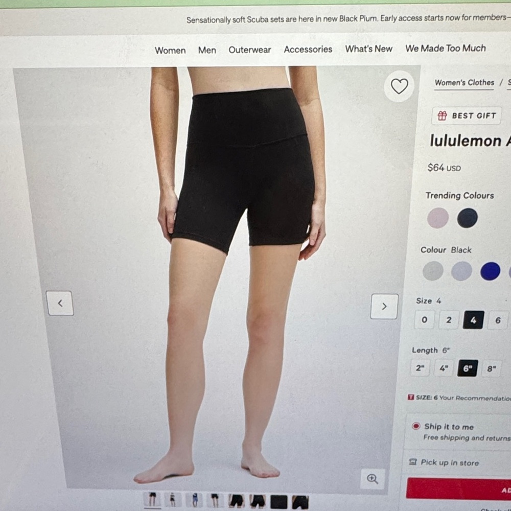 Lululemon align high-rise short 6 inches